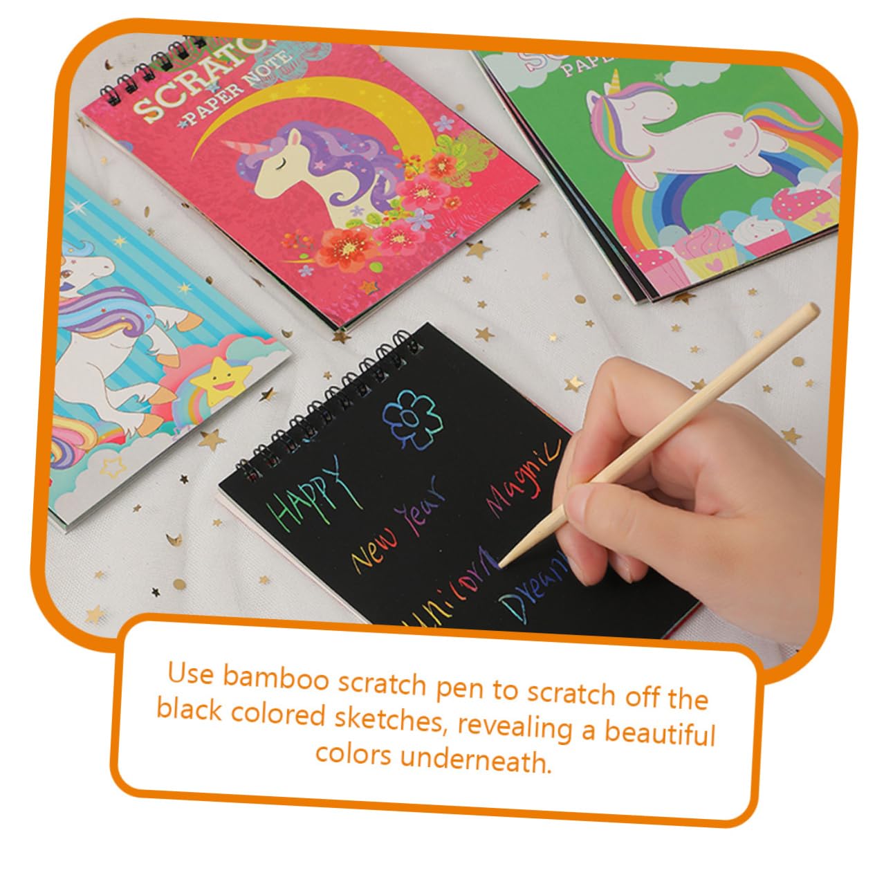 Uonlytech 4 Sätze Scratch Bilderbuch Für Kinderspielzeug Kinderhandwerk Hoch Notizbuch Zeichnen Kratzen Kleiner Zeichenblock Partytütenfüller Beachten Sie Pads Bunt Papier 4 Stück * 4