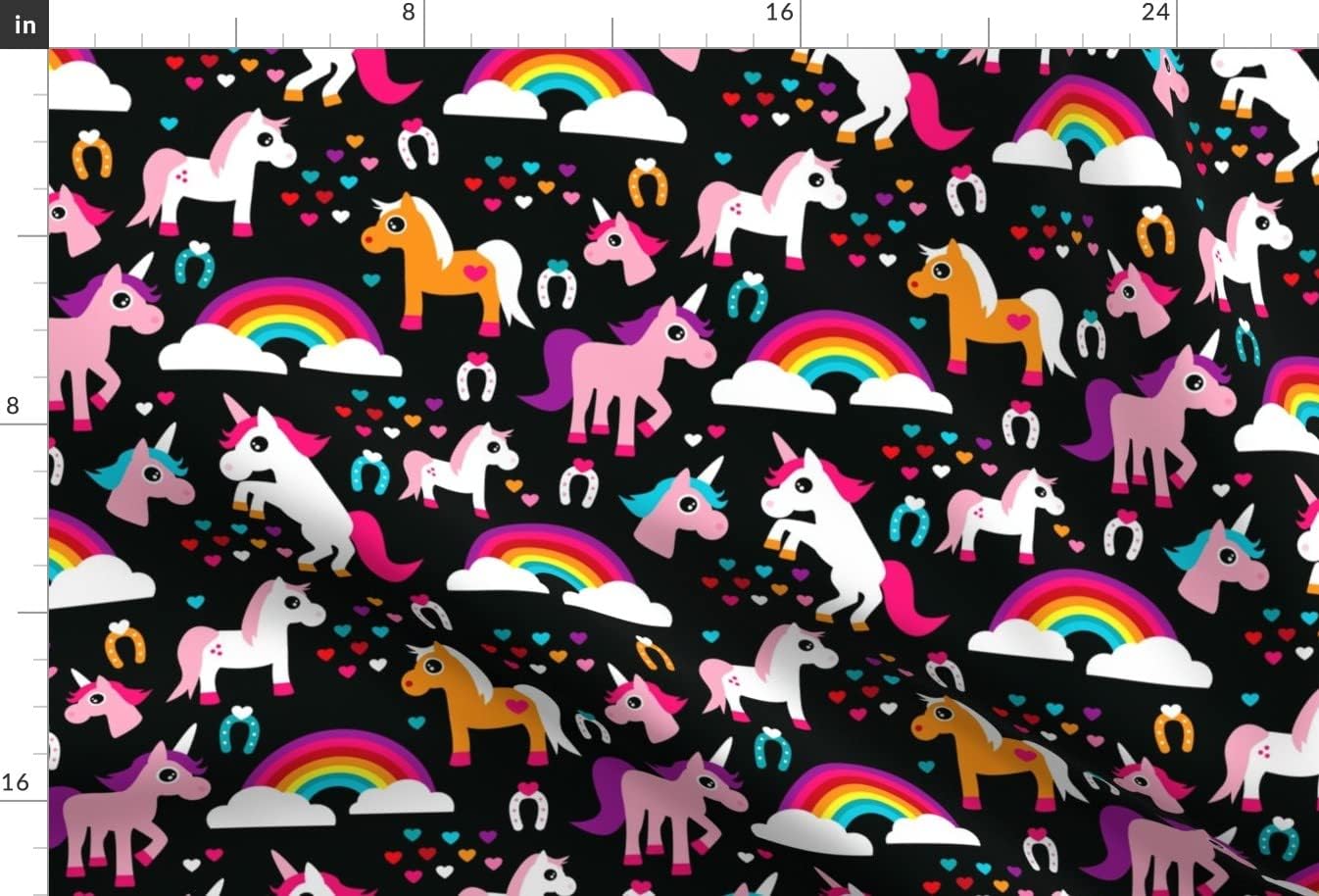 Spoonflower Fabric - Unicorn Rainbow Dream Adorable Horse Illustration Girls Girl Night Printed on Chiffon Fabric by The Yard - Sewing Fashion Apparel Dresses Home Decor