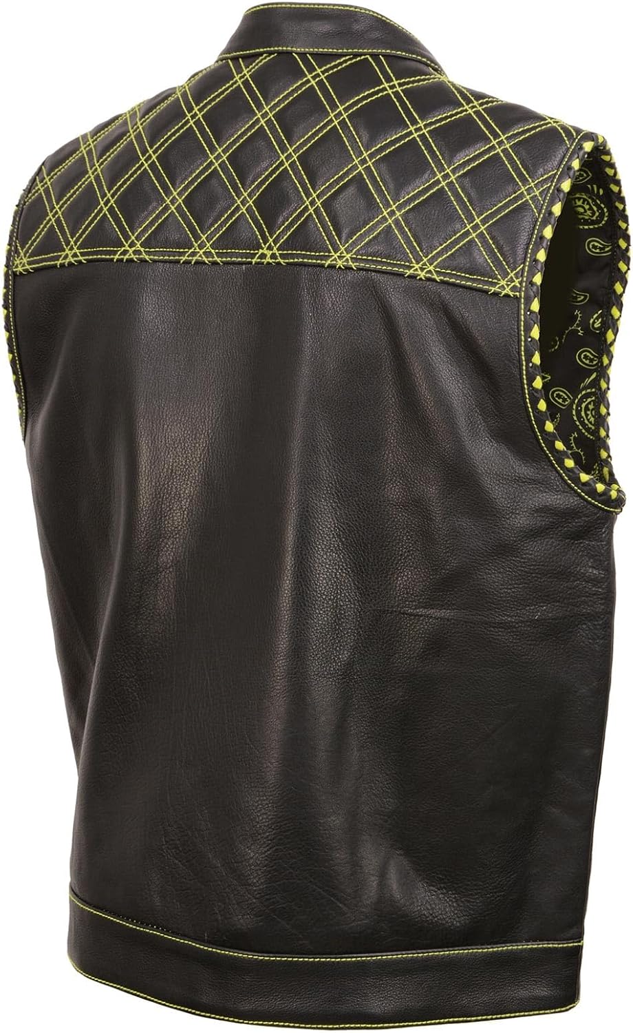 Milwaukee Leather Men’s Leather Club Vest – Paisley Lining, Contrast Stitch, Patch Ready Back, Storage Pockets - Image 9