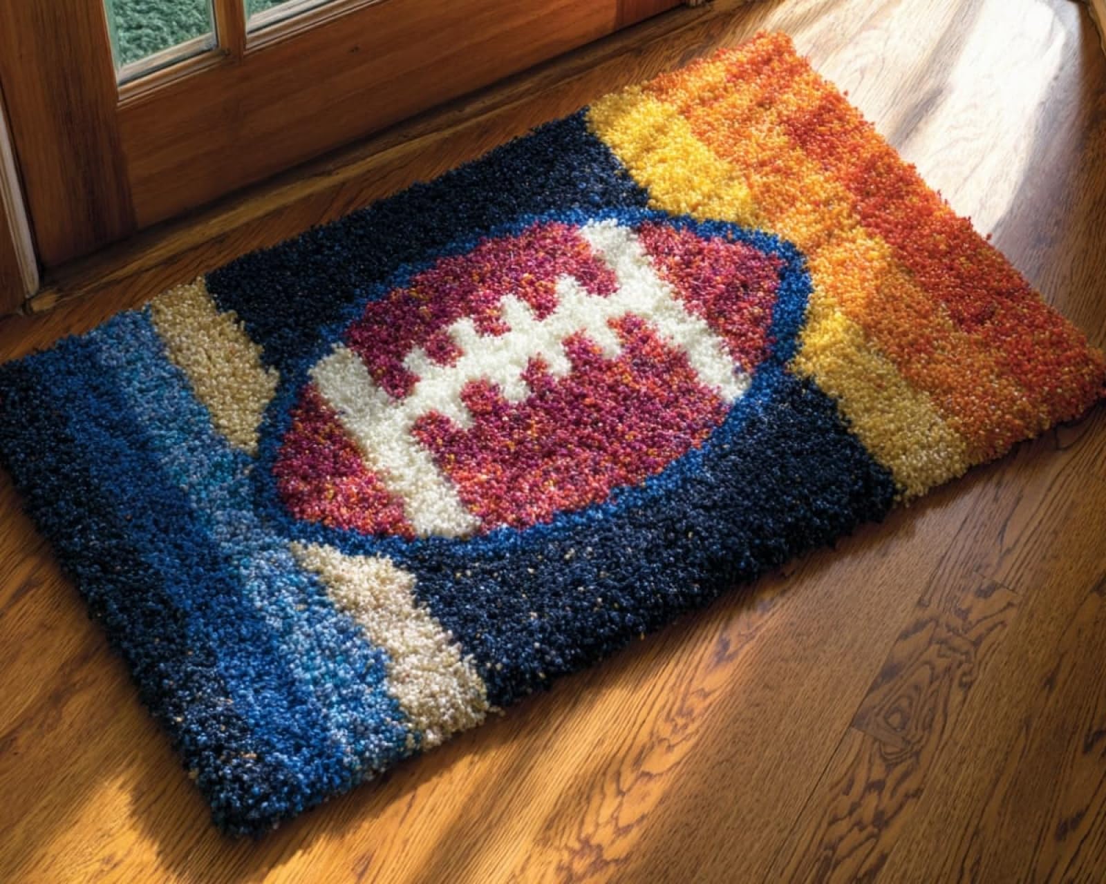 Wallphantom Latch Hook Rug Kit for Adults,Baseball,Printed Canvas Crochet Yarn Floor Mat Embroidery DIY Hook and Latch Kit Carpet for Christmas Decoration,52x38cm