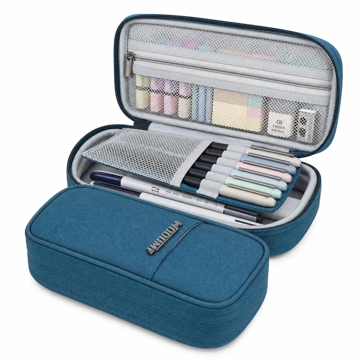 Wooum Expandable Pencil Pouch Big Capacity Pencil Pen Case Office College School Large Storage High Capacity Bag Pouch Holder Bag Organizer Blue (T-Blue)-picture-28