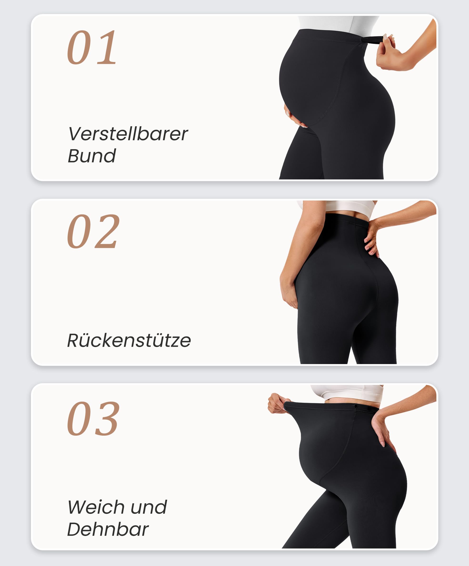BAYDI Creamlush Legging de grossesse pour femme avec soutien ventral réglable, doux, taille haute, opaque, confortable, pour le yoga, les loisirs