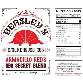 Beasley's Smokehouse Rub - Armadillo Red's BBQ Secret Blend Seasoning - BBQ Rub