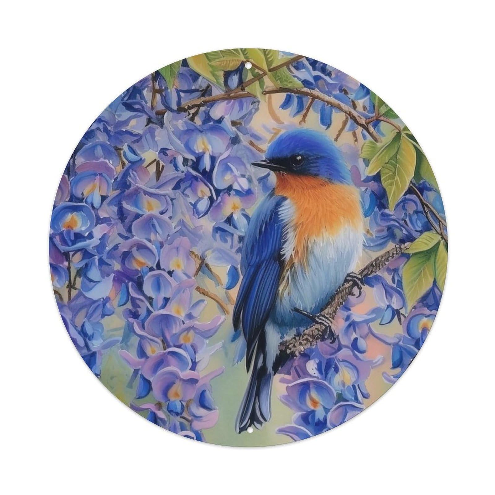 Animal The Blue Bird on The Branch Metal Tin Sign
