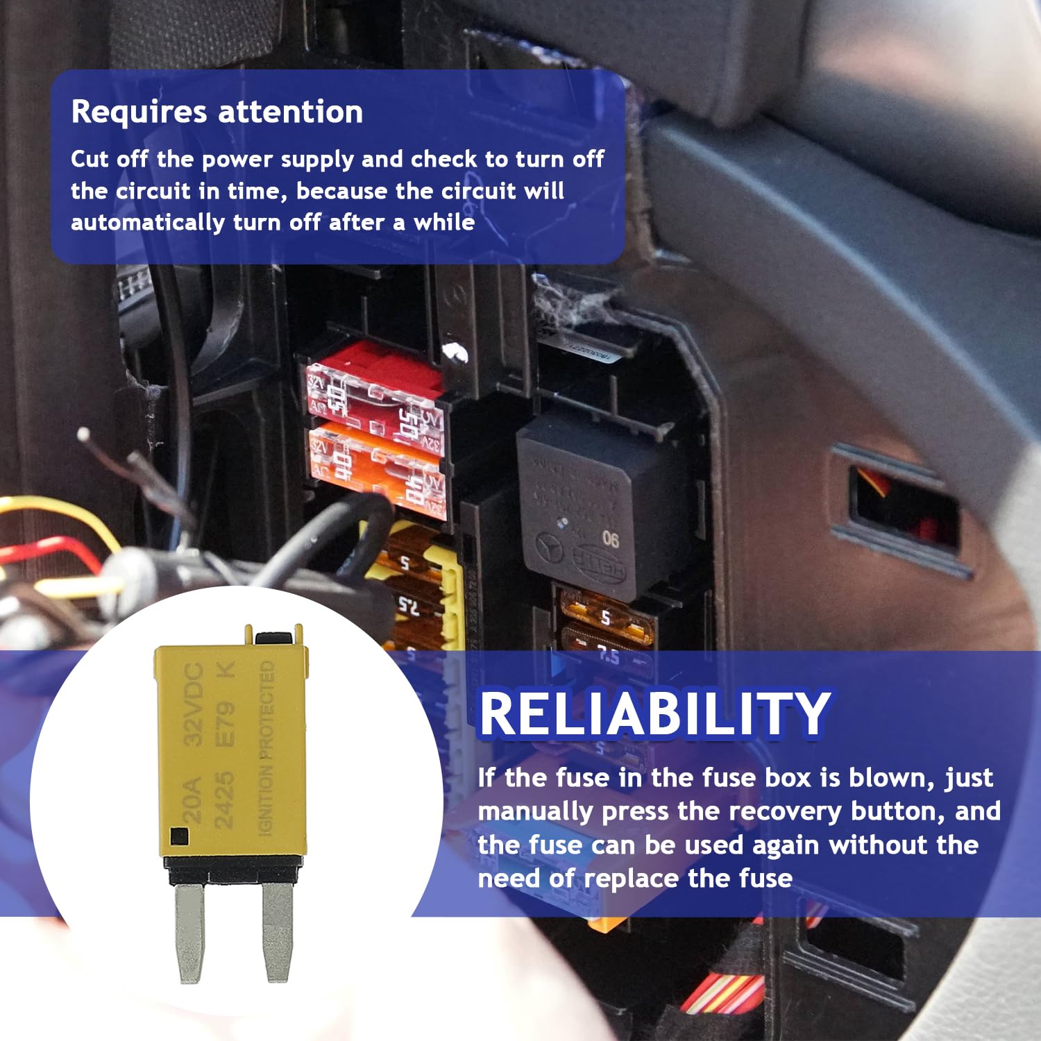 BOJACK ATM Manual Resettable Fuse Low Profile Mini Blade Fuses — Amazon image 5
