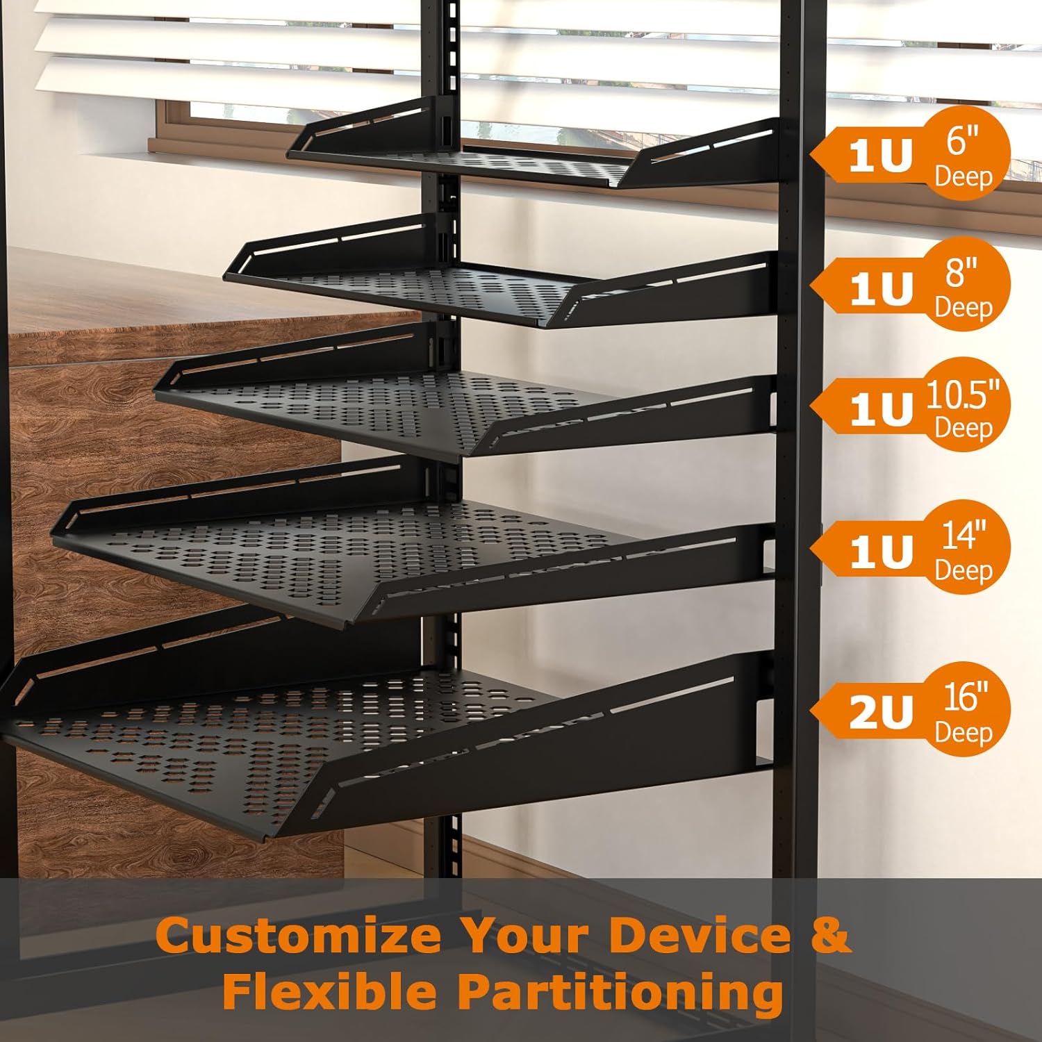 2U Rack Shelf, Vented Cantilever Universal Rack Mount Shelf, 16" Deep, Heavy-Duty Server Rack Shelf for 19" Equipment Rack & Cabinet, 100 lbs Capacity