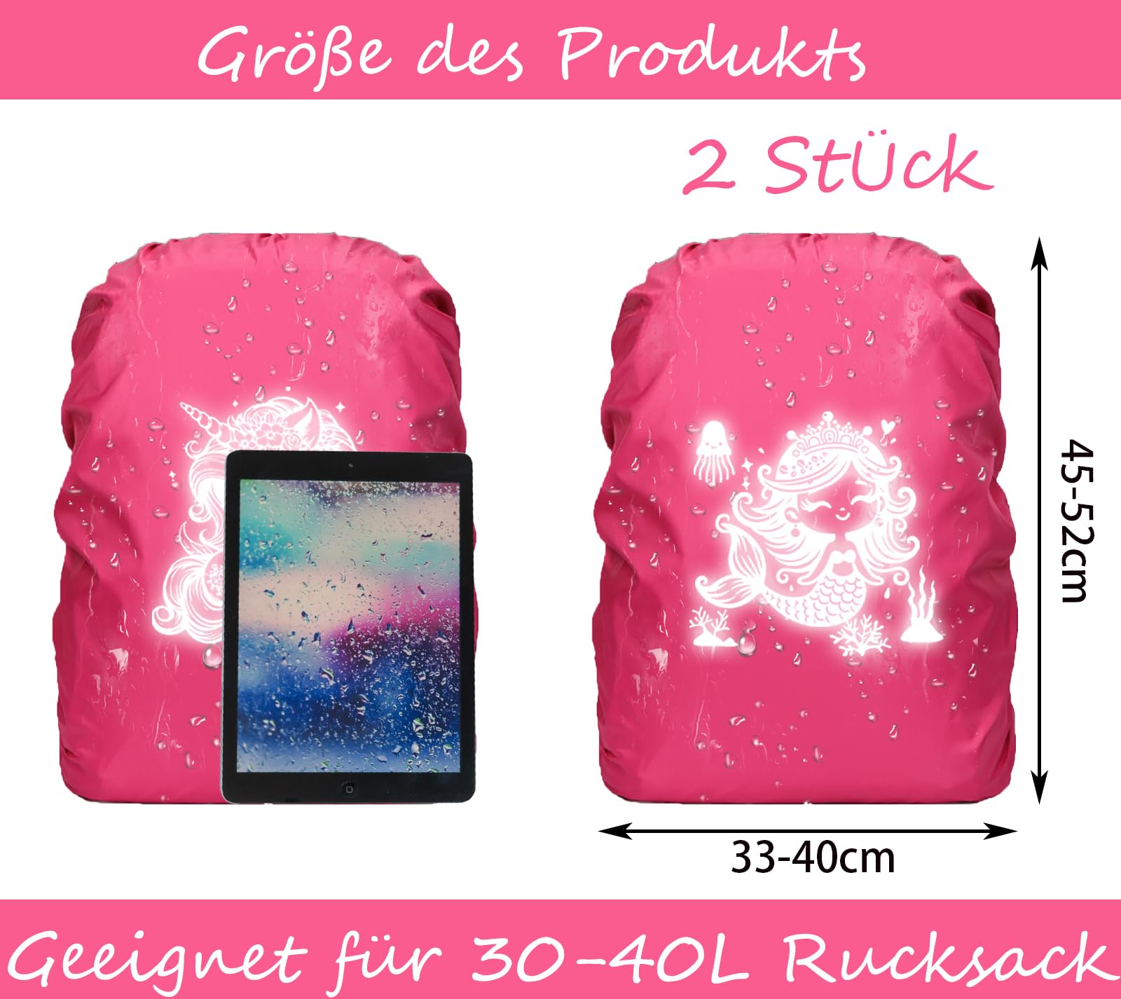 JYNVO Regenschutz Für Schulranzen 2er Set - 35L Wasserdichte Hüllen
