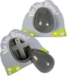 Party rockers Glow in The Dark He Has Risen Tomb Plastic Easter Eggs with Cross - 12 Eggs