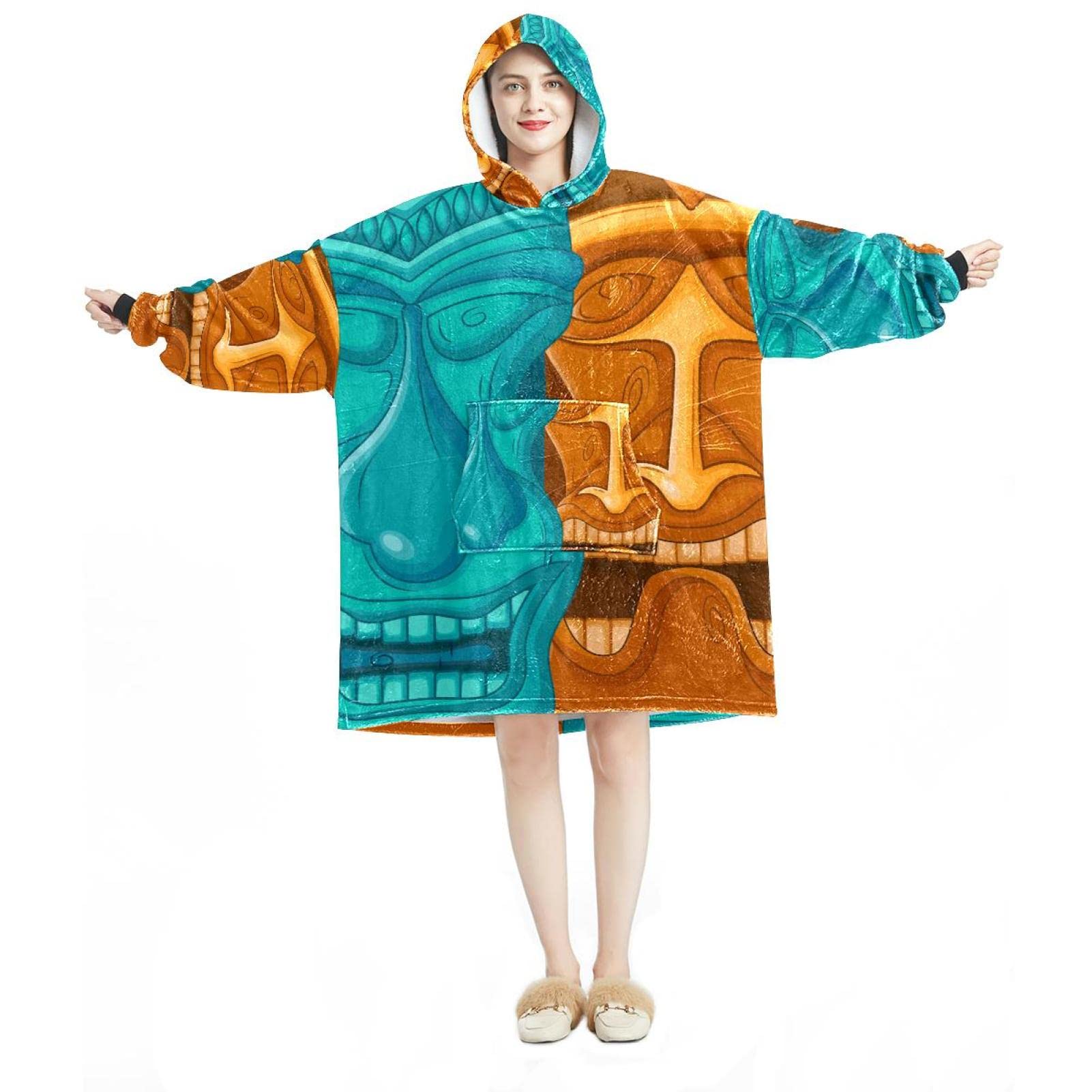 Sweat à capuche Tiki hawaïen en Sherpa, l'idée cadeau confort pour adulte