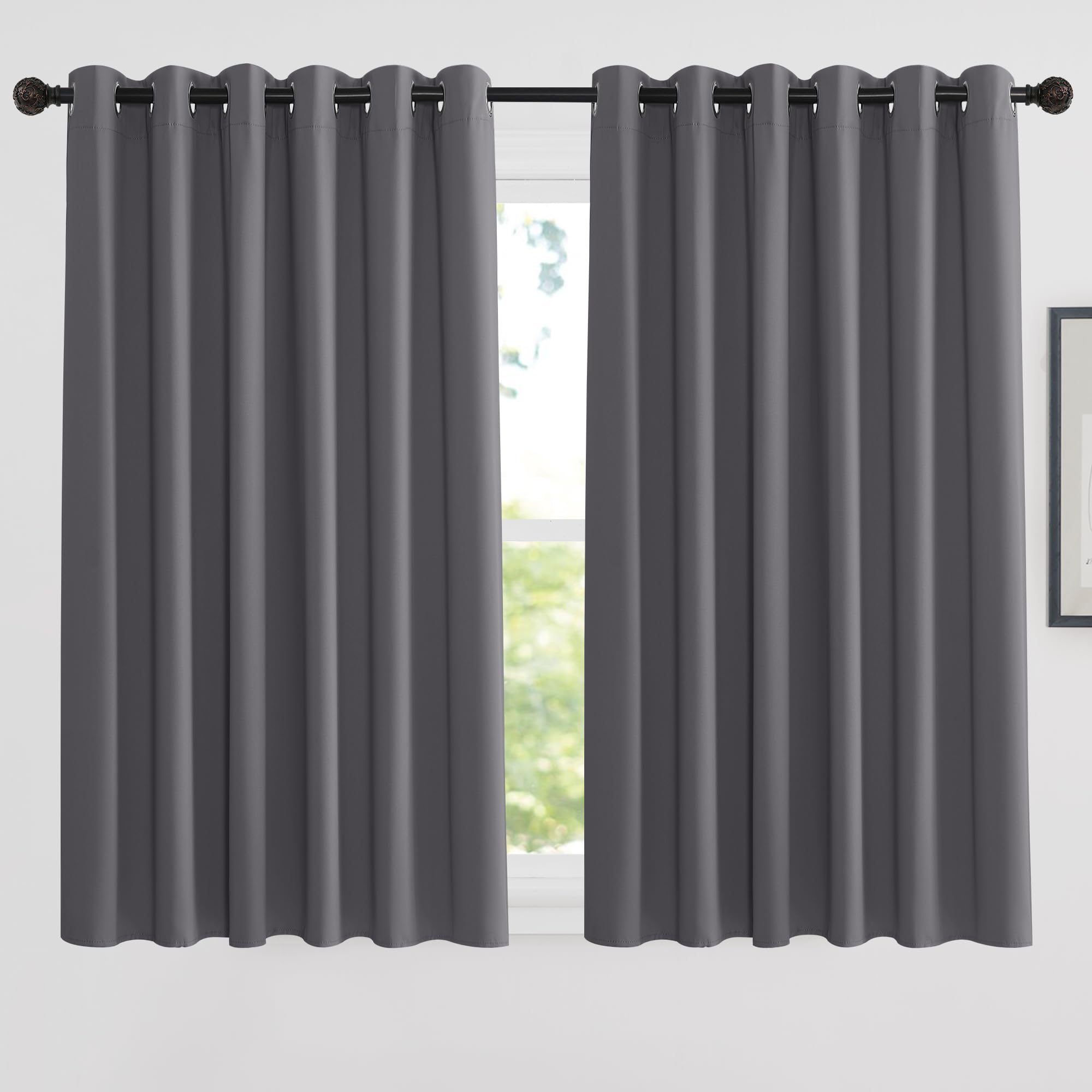 PONY DANCE Blackout Curtains for Bedroom/Living Room Eyelet Grey Thermal Insulated Curtains Extra Wide Drapes for Window Treatment, 2 Panels, W90 X L63, Gray โ image 1
