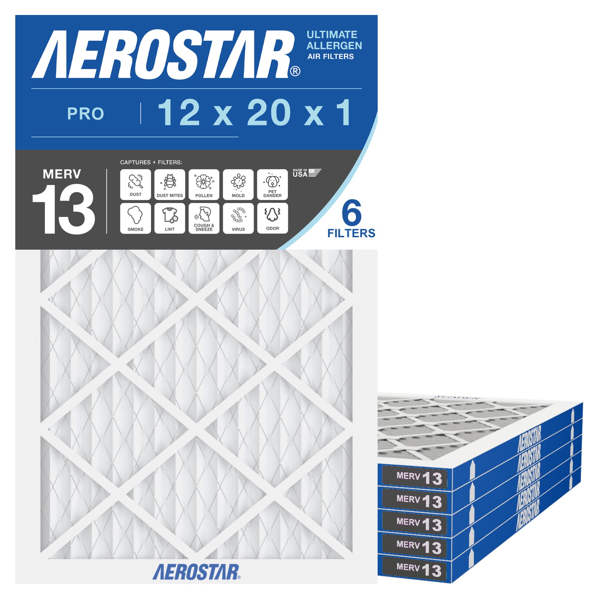 Aerostar 12x20x1 MERV 13 Air Filter