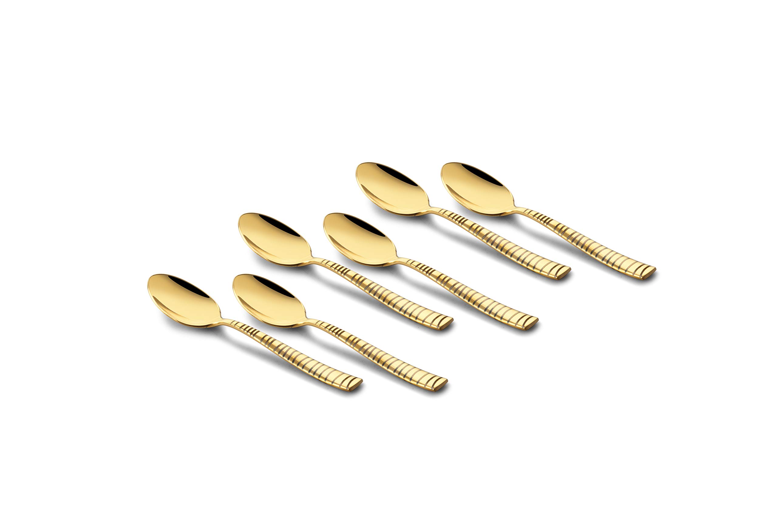 FnS Boston Gold Stainless Steel Tea Spoon (Set of 6) for Tea, Coffee and Spices
