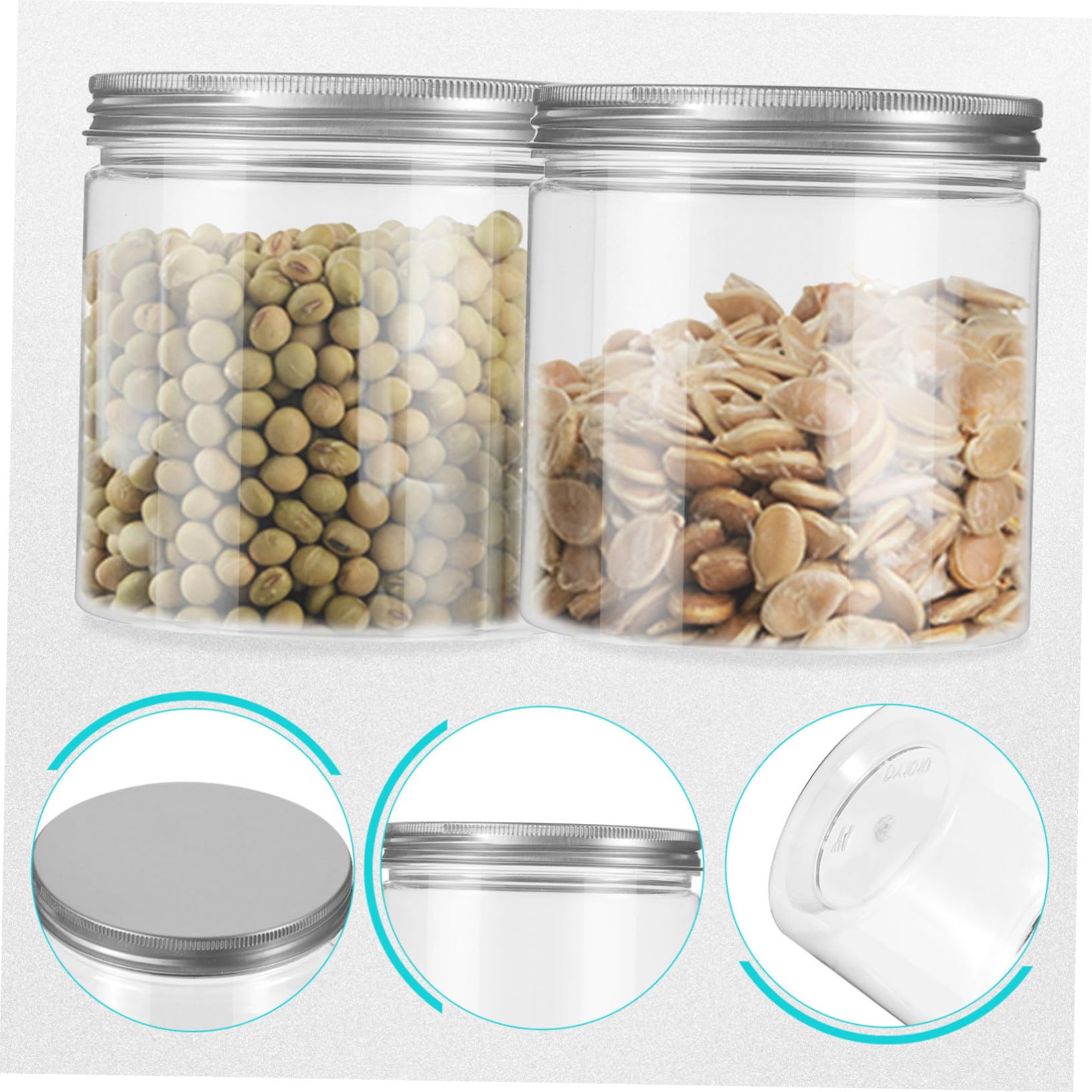 Gatuida 12piezas Frascos de Plástico para Almacenar Transparente Tapa de Aluminio Organizadores de Cocina Recipientes para Refrigerios Contenedor para Alimentos de Cocina