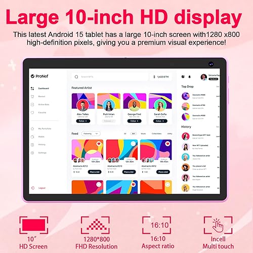 Miniatura 7 de Tablet Android 15 de 10 pulgadas, tableta 2 en 1 con teclado. 8GB RAM+32GB ROM compatible con tabletas PC expandibles de 1TB, CPU de cuatro núcleos,