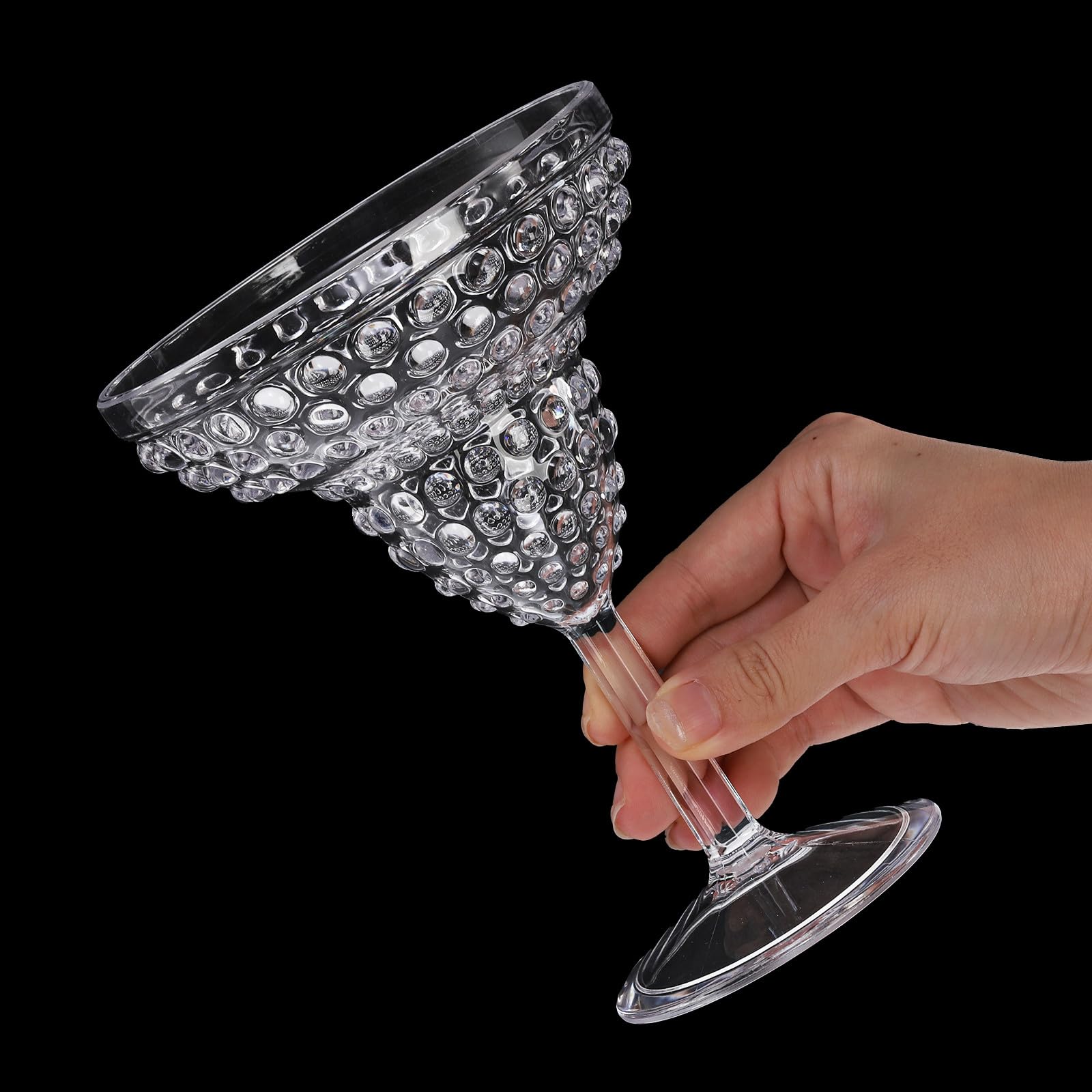 ZOOFOX Lot de 6 verres à margarita en plastique à pied de 325 ml, verres à margarita réutilisables et incassables, verres de bar uniques pour martini, daiquiri glacé, fêtes d'été tropicales