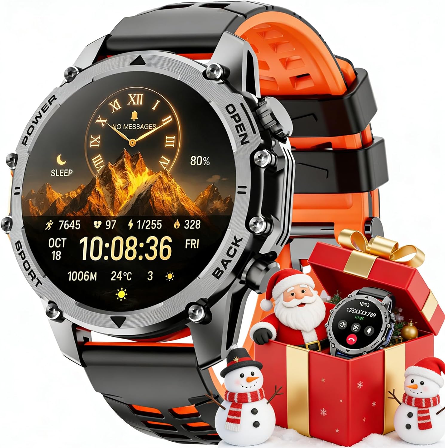 Smart Watch (Call/Notification),1.52'' Military Smart Watches for Men, Two Style Kits,Flashlight,100+Sport Modes/Heart Rate/Sleep Monitor/Pedometer, Fitness Tracker Android Phones iPhone Compatible