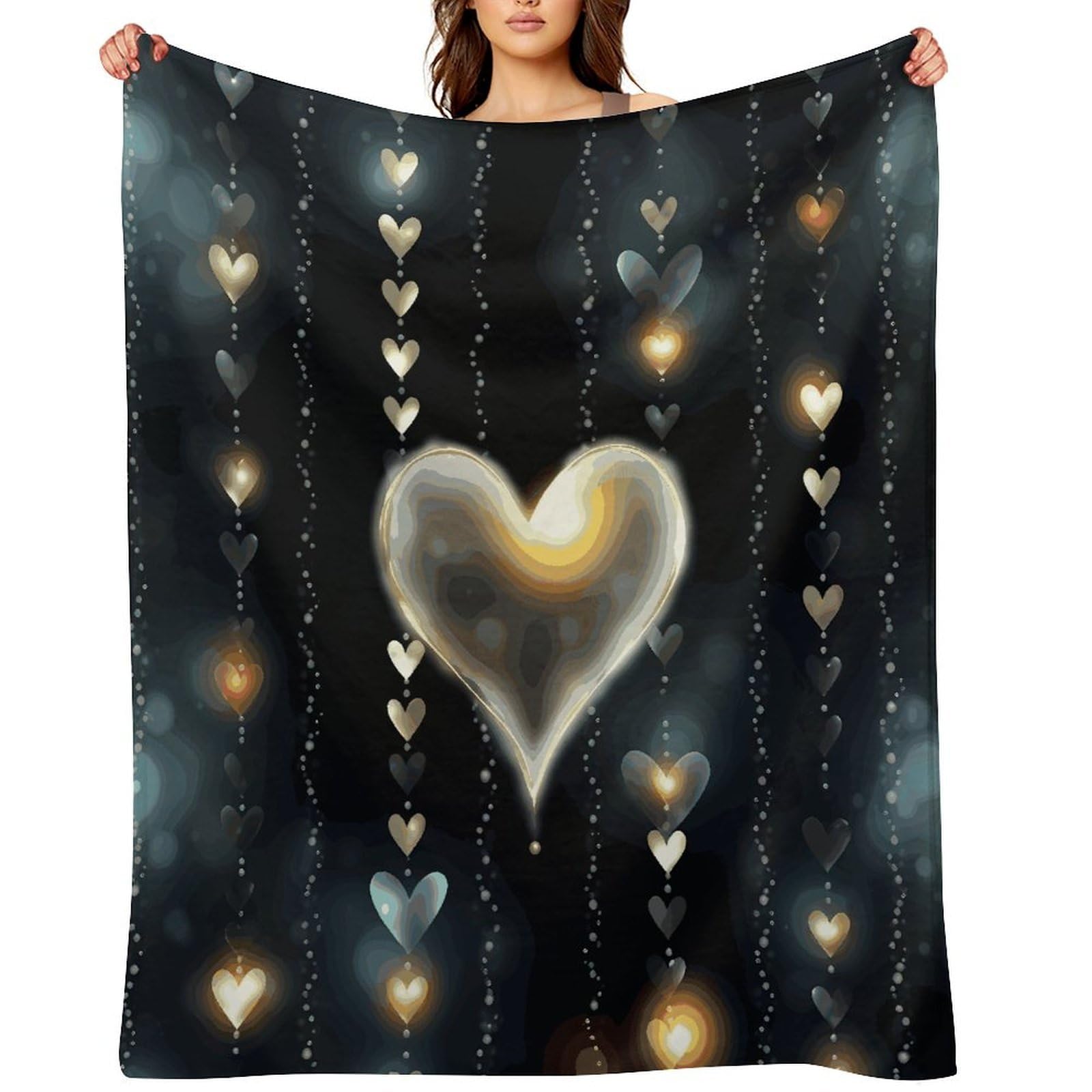 Fekiloot Style Glowing Love Throw Blankets Camping Blanket50 X60