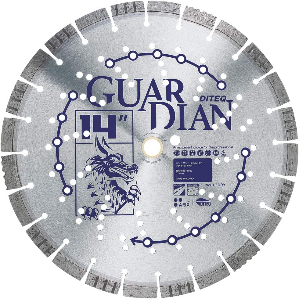 Guardian 14 Inch Super Premium Segmented Turbo Rim Diamond Blade for Asphalt and Green Concrete