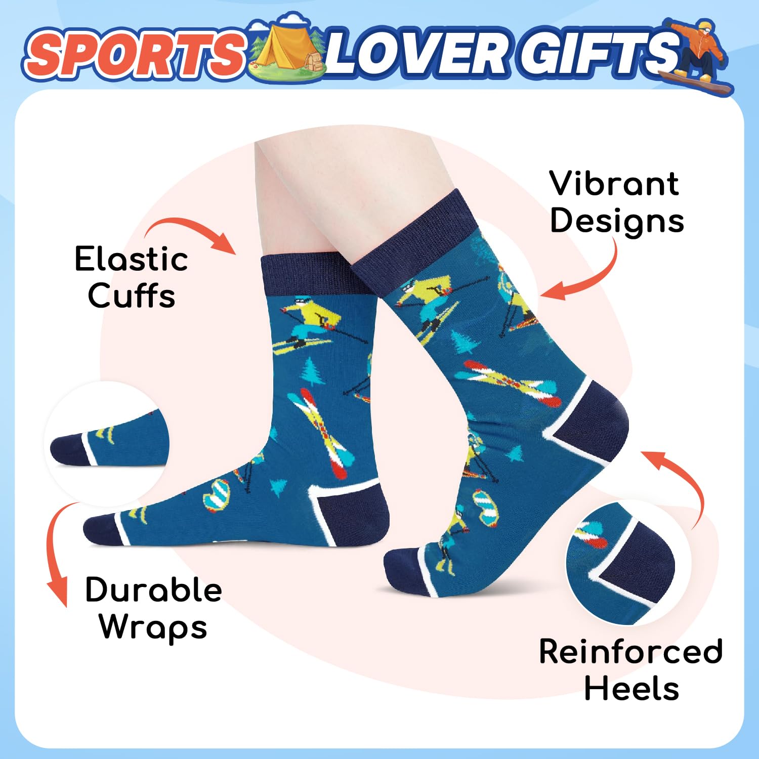 Zmart Unique Gifts for Sports Lovers - Camping Skiing Lifting Socks, Yoga Ballet Gift Ideas