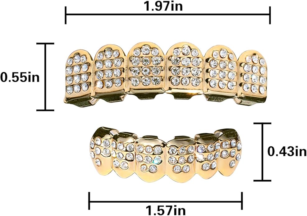 Grillz Dentales de Oro de 14k - Juego Superior e Inferior de 6 Piezas miniatura 3