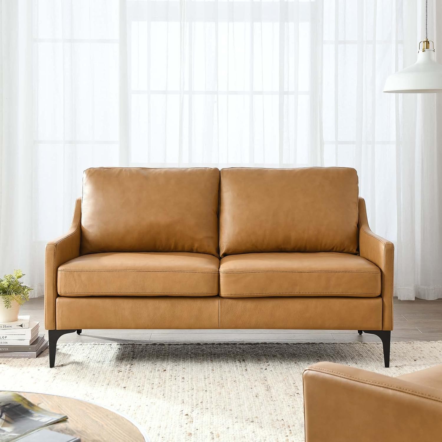 Modway EEI-6020-TAN Corland Leather Loveseat, Tan