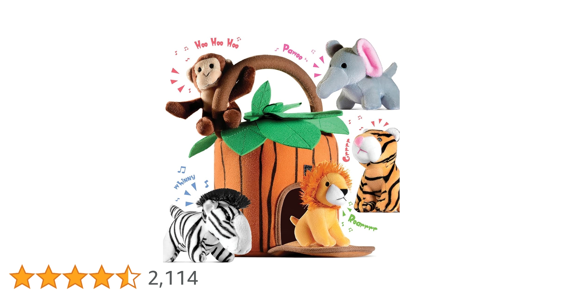 【3点セット】EngineeredGarments STUFFED ANIMAL PLAY22 Talking Jungle Animals Set with Carrier - 6 Plush Toys