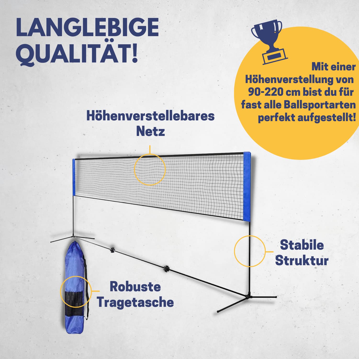 Best Sporting Red de voleibol para exteriores 4 en 1, red de bádminton de 310 cm de ancho, red de bádminton para jardín, altura regulable de 90 cm a 220 cm, red móvil de voleibol de 2 m de altura para