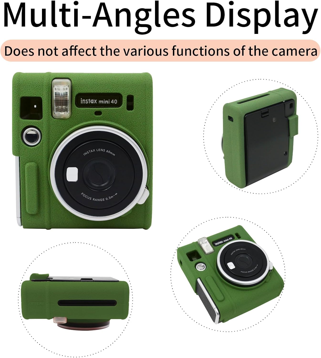 Easy Hood Protective Case for Fujifilm Instax Mini 40 Instant Camera, Soft Silicone Camera Case Cover Bag Lightweight Full Protector for Fujifilm Mini 40 – Green