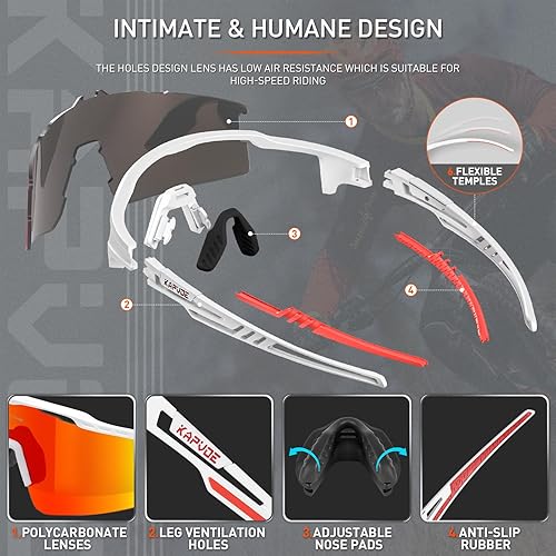 Miniatura 5 de KAPVOE Gafas de ciclismo para bicicleta de montaña, gafas de sol polarizadas para hombres y mujeres, MTB, ciclismo, béisbol, golf, correr