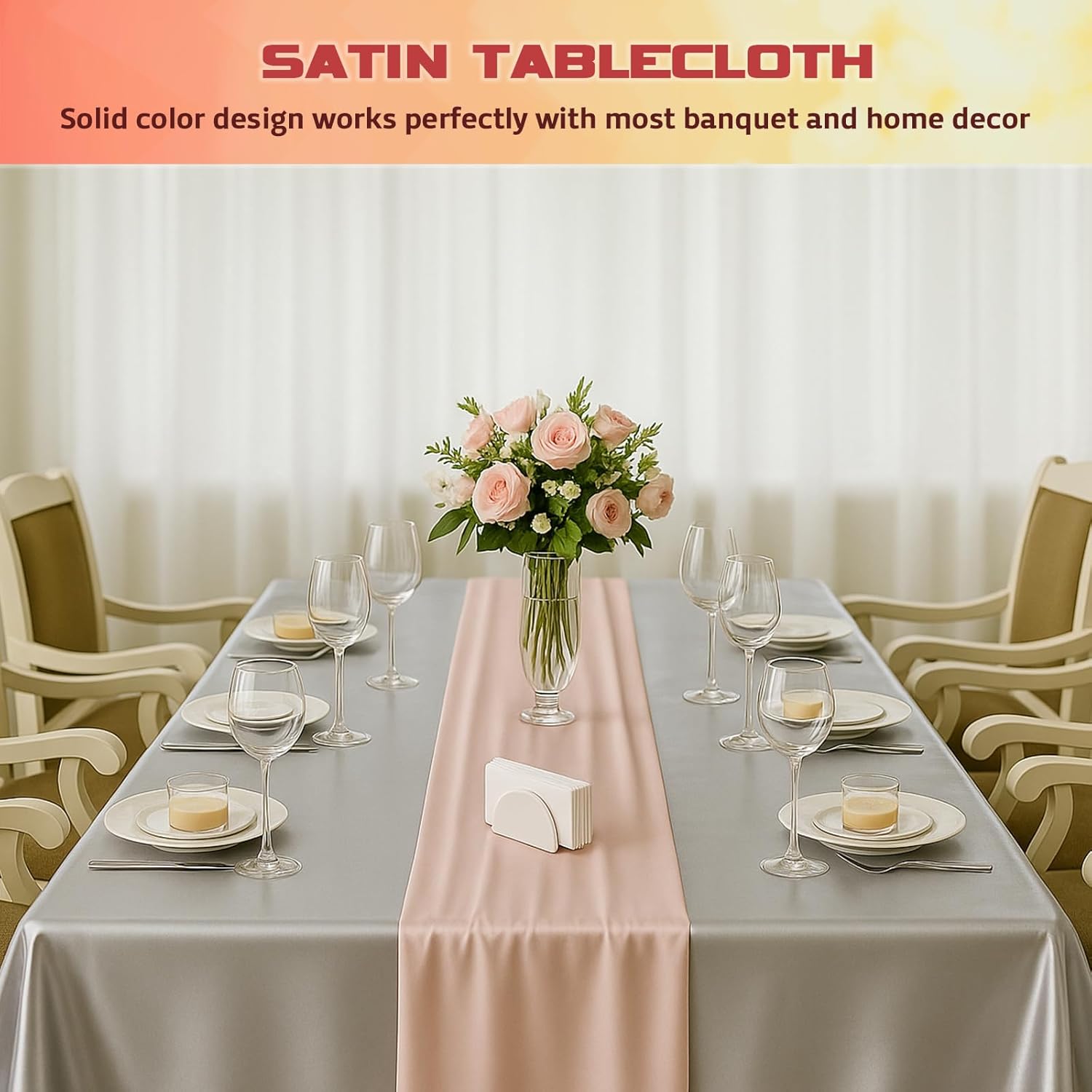 Q&J FABRIC CO. 1 Pack Satin Tablecloth 100% Polyester 102x58 Inch Off White Table Cloth Rectangular Table Cover for Wedding Party Banquet Dining Room Decor