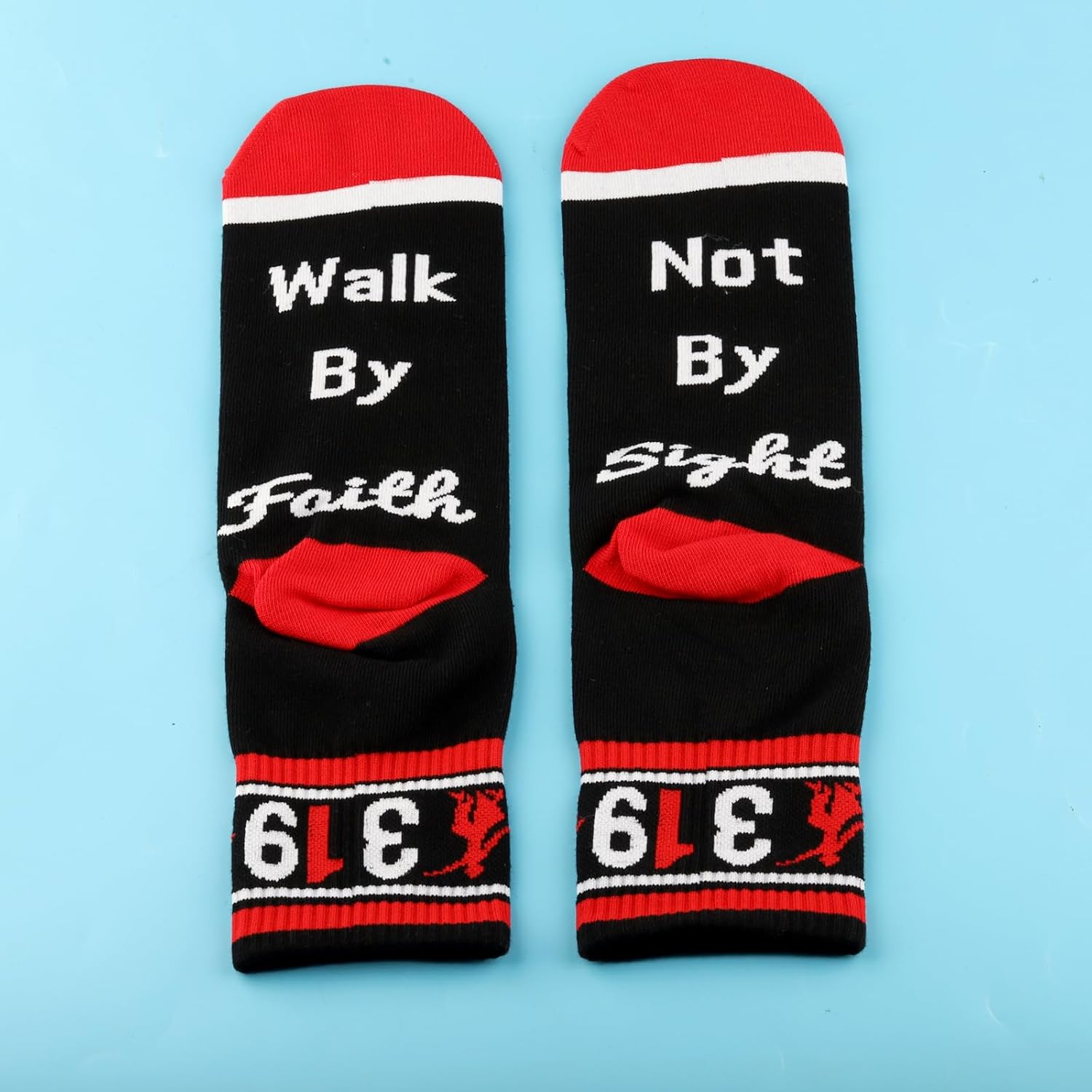PWHAOO 1 Pair Sorority Socks Sorority Sister Gift Walk By Faith Not By Sight Socks - Image 3