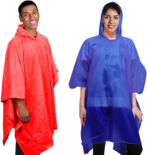 Albert Austin Waterproof Emergency Poncho | Twin Pack Thick Rain Poncho | Mens Ladies Unisex Adult Disposable Festival Poncho | Suitable For Hiking Picnic Camping | Lightweight | Random Colour