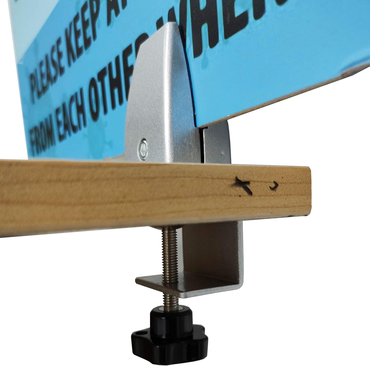 2.17" W x 1.97" D x 4.13" H (Nominal, Less Saw Blade Thickness) Sneeze Guard C-Clamp Support - Edge Clamp Dual Direction Adjustable Work with 1/8-3/4" Material, up to 1.5" Countertop 15289-FBA