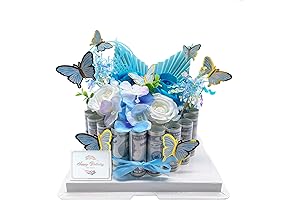 DIY Money Flower Cake Gift Box-Blue