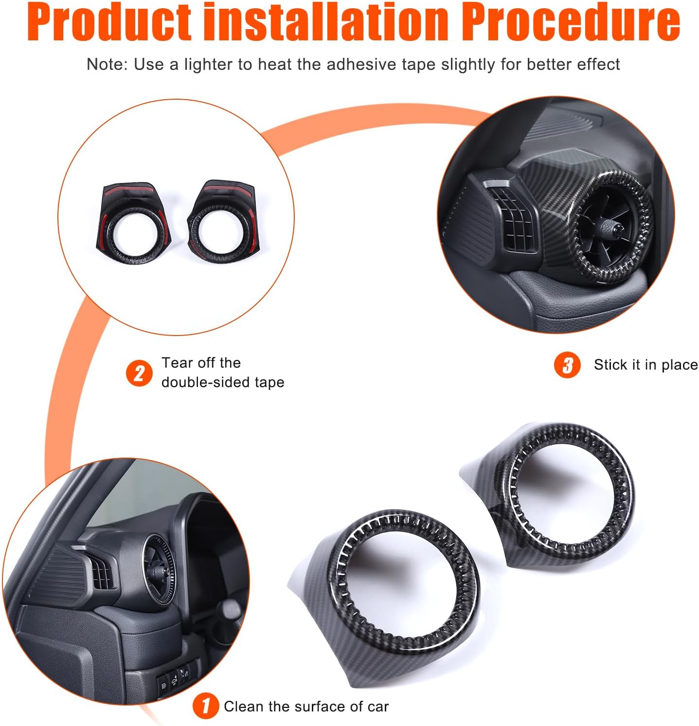 Car Dashboard Side Air Vents Cover Compatible with Toyota Land Cruiser Prado 250 J250 LC250 2024 2025 2026 Accessories, Dash Board Air Vent Cover Trim (Carbon Fiber Pattern)