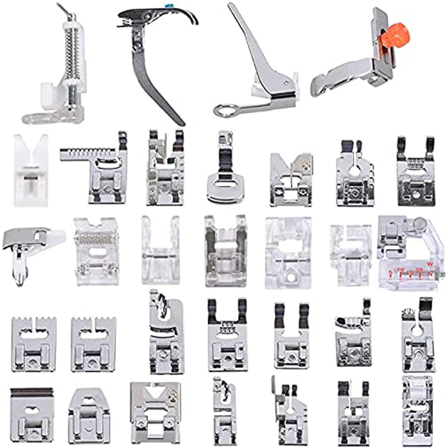 Jasol 33 Sewing Machine Presser Foot Feet Kit Fit for Usha Brother Singer Janome All Automatic Sewing Machine, Pack of 1, Silver-image-23