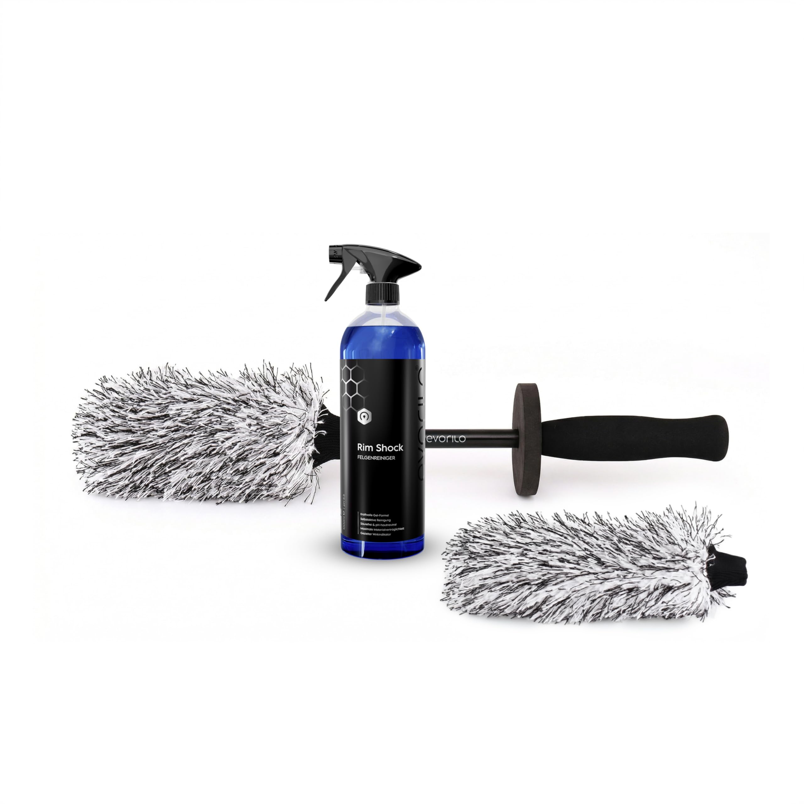 Felgenreiniger Set Grip Pro | Rim Shock Felgenreiniger 1L + Deep Grip Felgenbürste + Bürstenbezug | 3-teilig