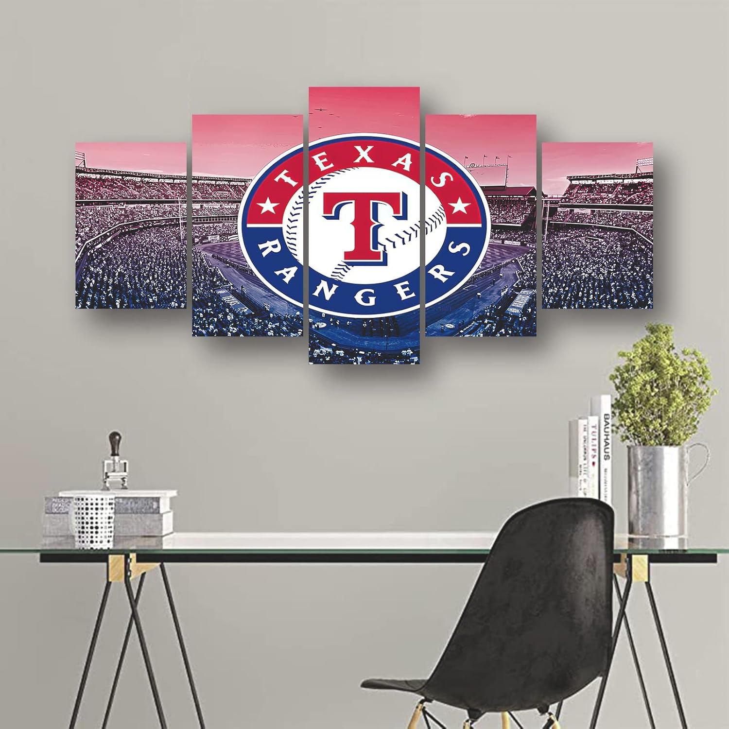 Texas Rangers Scale Baseball Poster Sports Canvas Wall Art Pattern Print Artwork Decor Bedroom Decor Painting Boy Gift (Framed,20x30x2pcs+20x45x2pcs+20x60cmx1pcs)