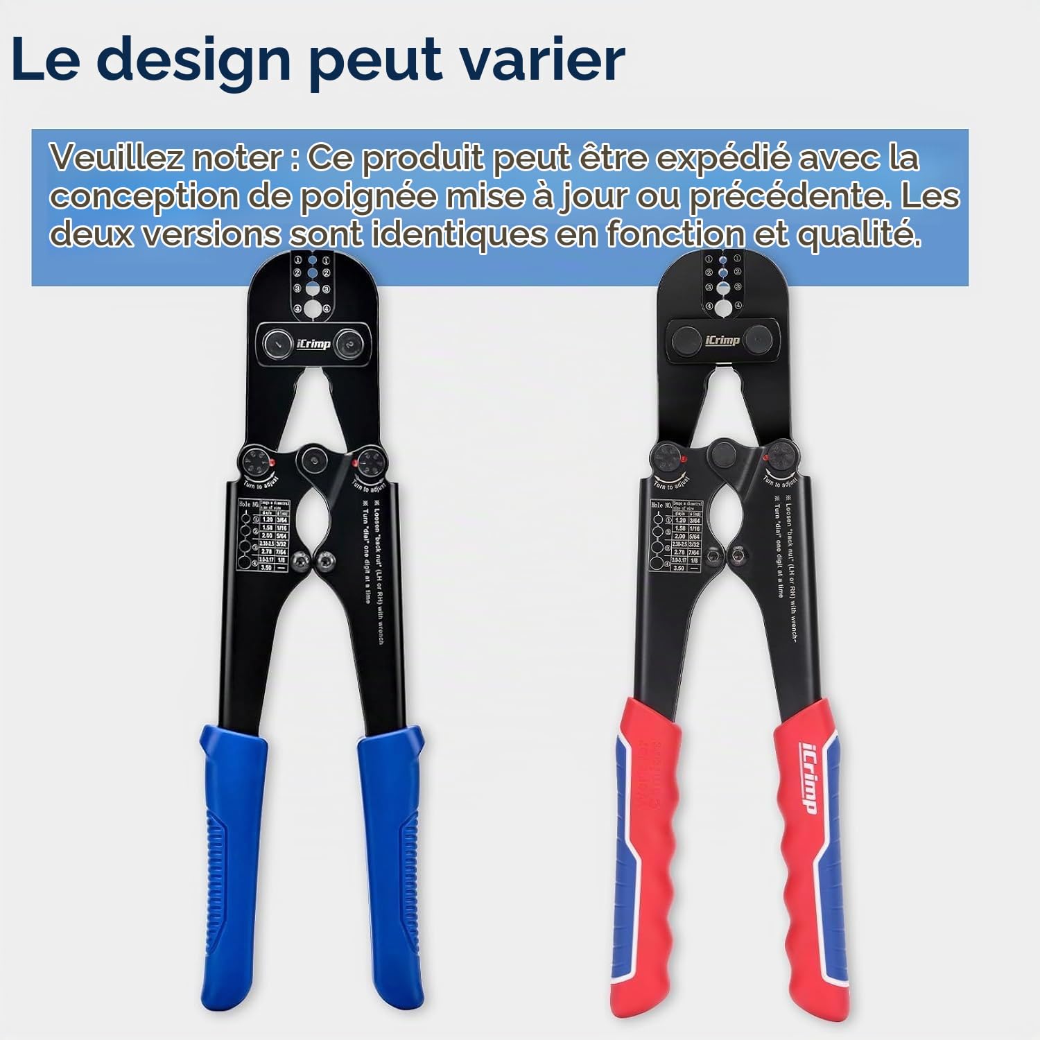 iCrimp Kit d'outils à sertir pour câble métallique avec cutter, 330 manchons et 45 dés à coudre | Swager robuste pour la pêche, les balustrades, les terrasses et les projets de câbles métalliques en plein air