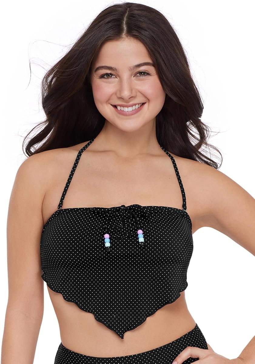 Steve Madden Top de natación Midkini con bufanda bandeau para mujer con correa extraíble
