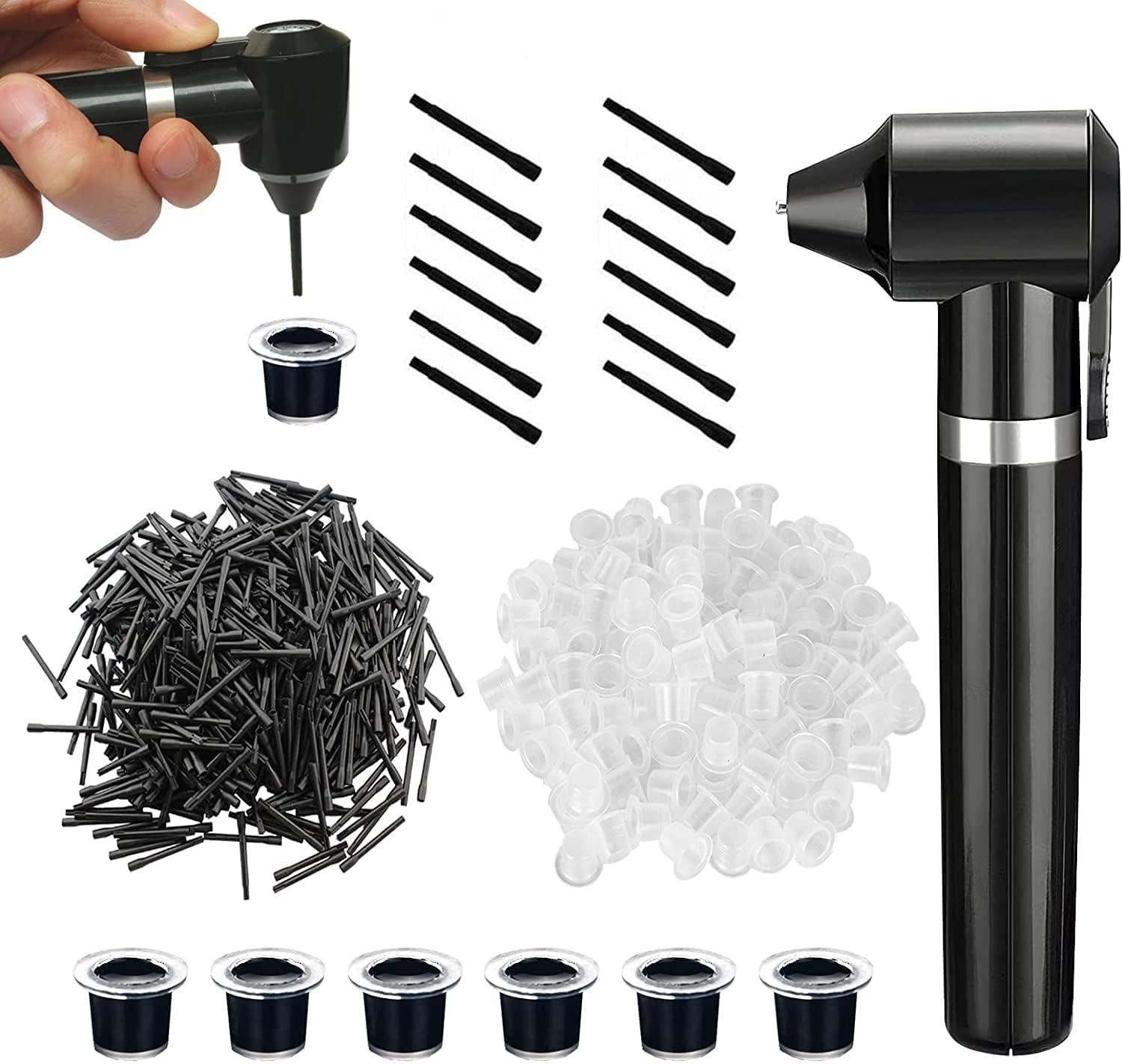 Tattoo Ink Mixer Machine 101Pcs Set, Unihuby Tattoo Pigment Mixer Machine with 50pcs Ink Mixing Sticks and 50pcs 11mm Ink Caps Cups Tattoos Pigment Agitator Machines Kit