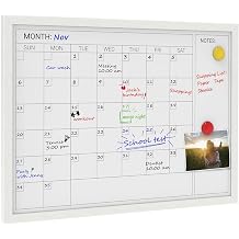 Comix Dry Erase Calendar for Wall, Magnetic Calendar Whiteboard with White Wood Frame, 24 * 18 inches Decorative Planner Board for Office, Kitchen, School, Home
