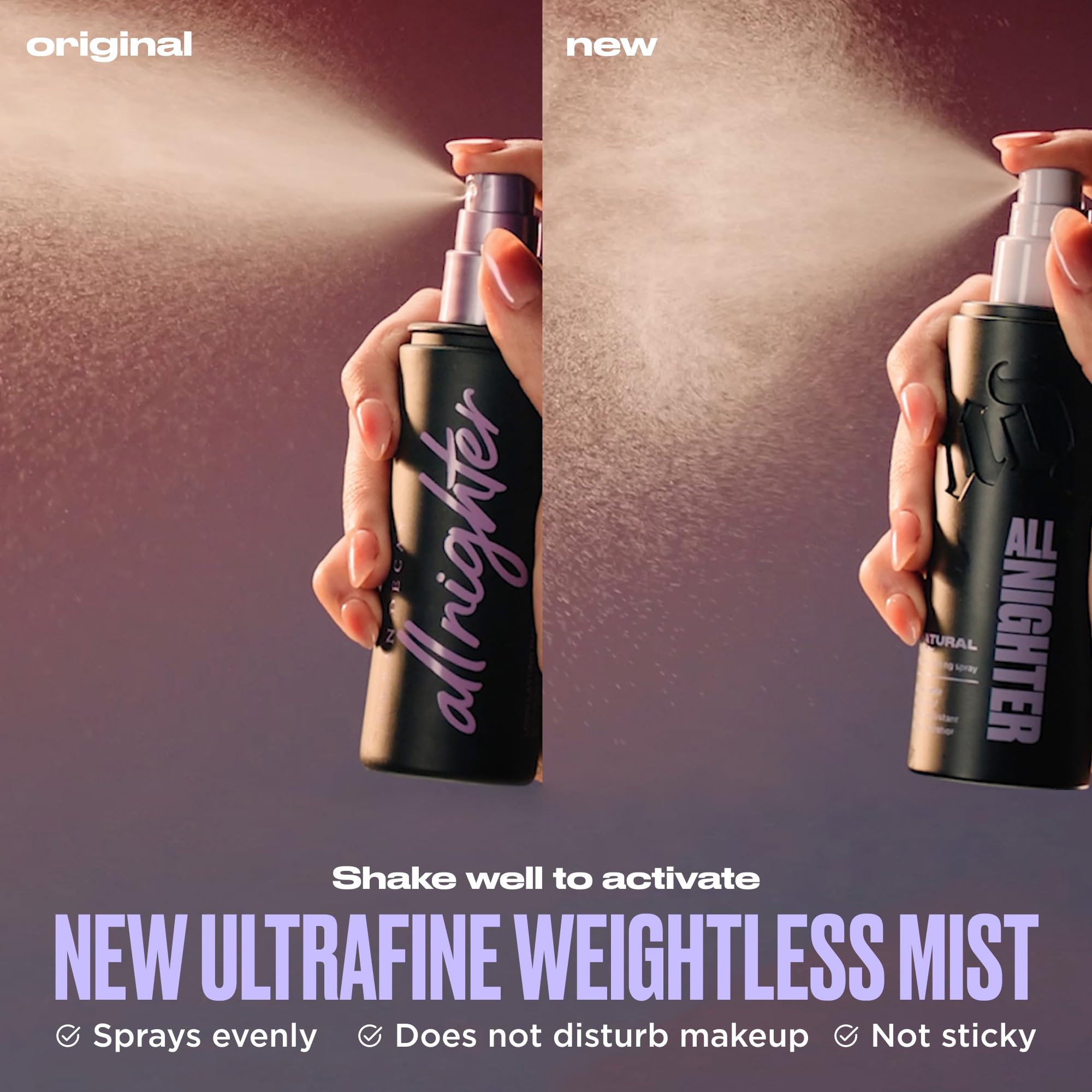 Urban Decay All Nighter Waterproof Makeup Setting Spray - Natural Finish, Up to 24HR Wear, Ultra-Fine Facial Mist, Hydrating Foundation Face Primer, Smudge-Proof, Transfer-Resistant, with Glycerin