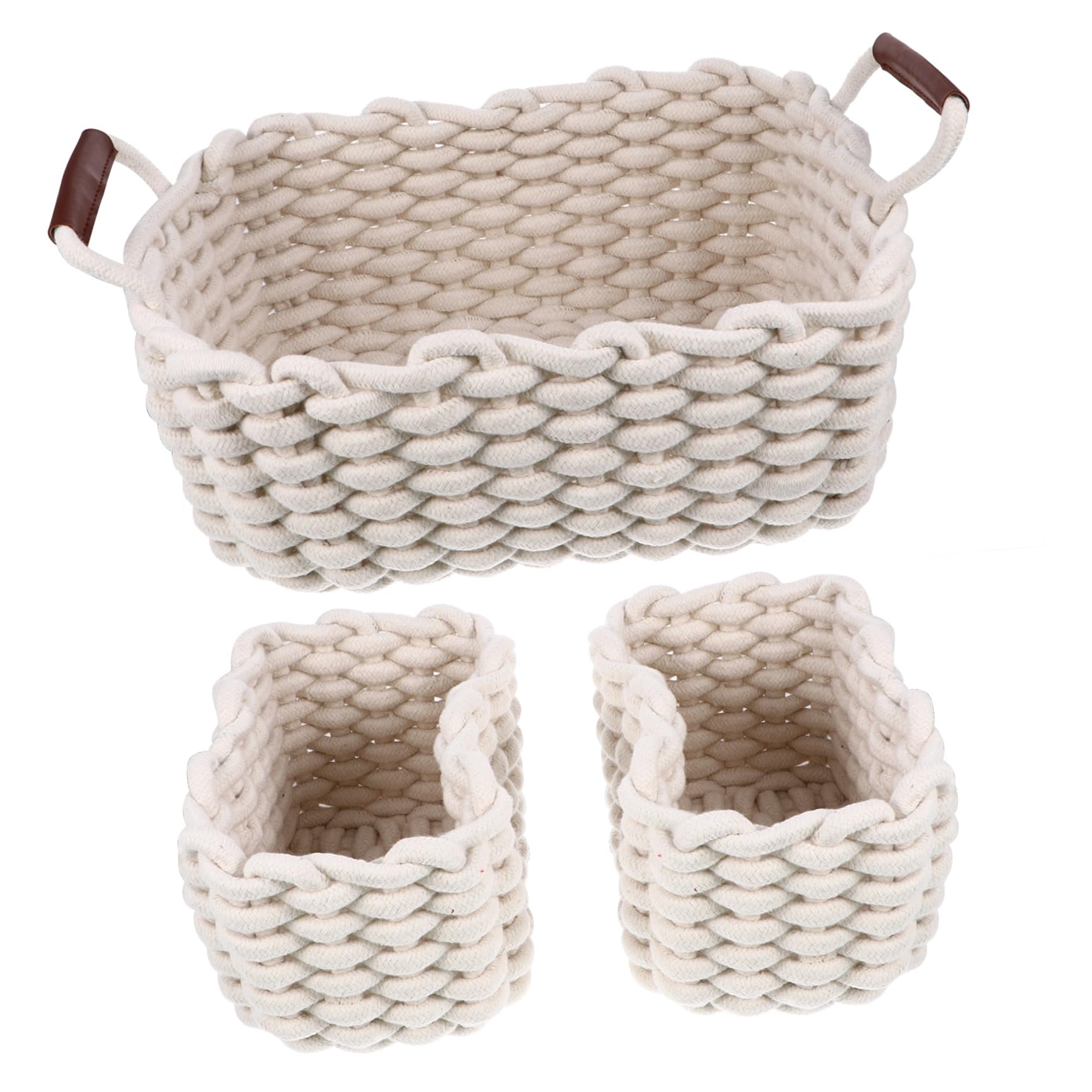 Cesta de Almacenamiento Trenzada de Cuerda de Algodón, 3 Piezas