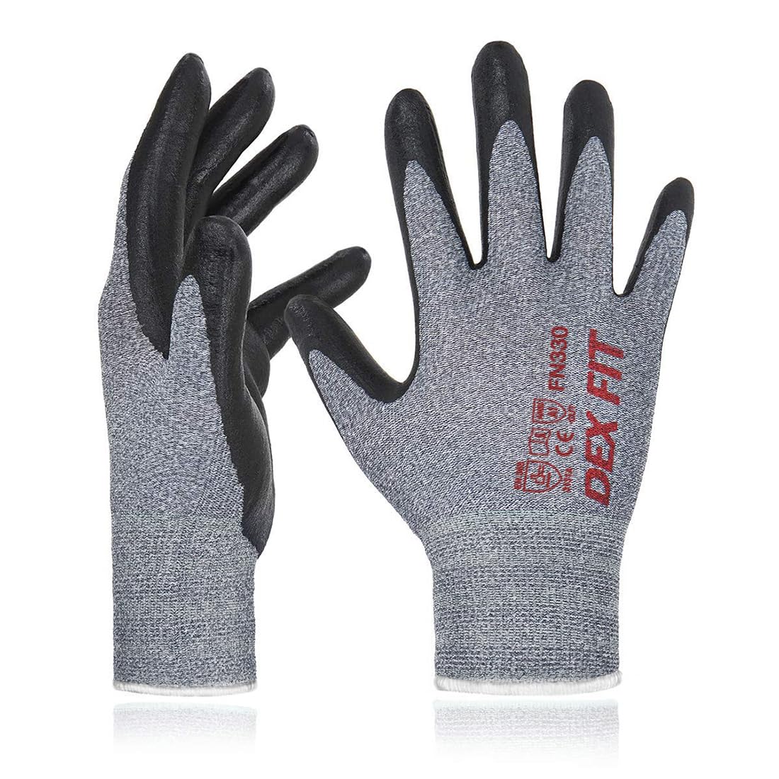 DEX FIT Premium Nitrile Work Gloves FN330, 3D Comfort Bare-Hand Fit, Firm Grip, Touchscreen, Thin & Lightweight, Breathable Foam Nitrile, Machine Washable; Grey S (7)