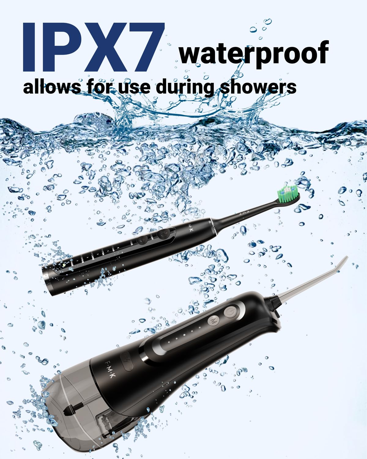 Water Flosser & Electric Toothbrush for Adults Oral Irrigator & Sonic Toothbrush 2-1 Oral Clean Kit (Black)