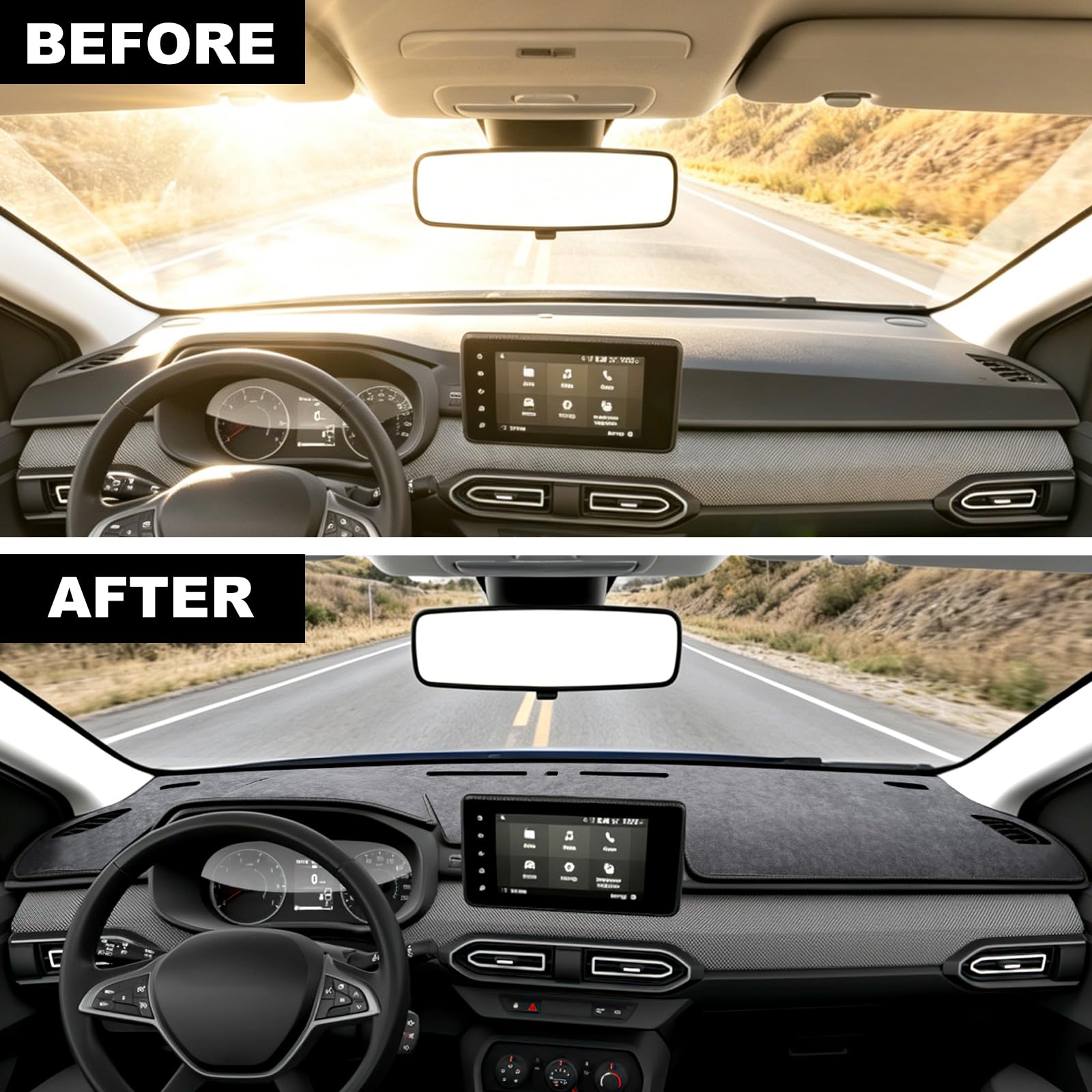 Protector solar para salpicadero de coche para Dacia Sandro Jogger 2021-2026, almohadilla resistente a los arañazos, alfombrilla antideslizante, cubierta de tablero de salpicadero, protector de