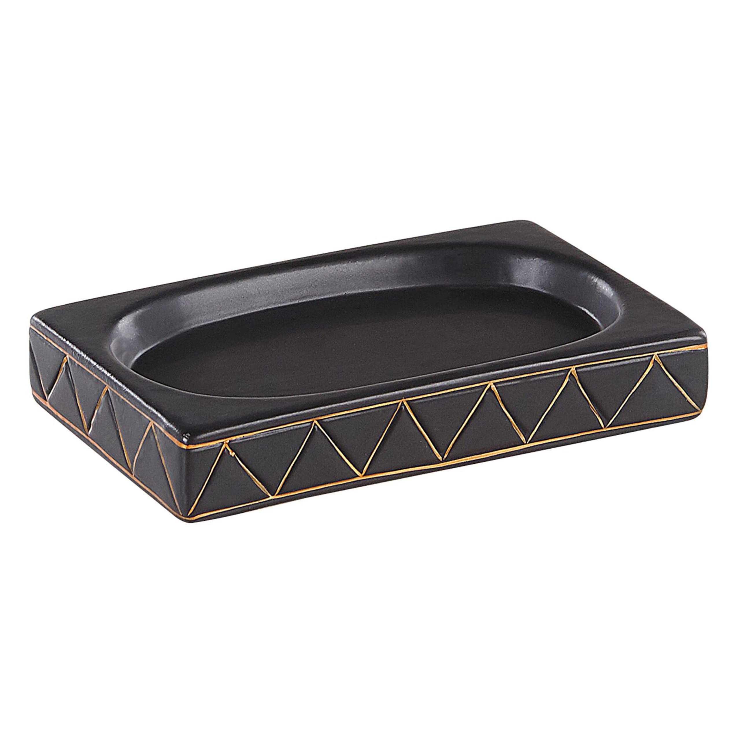 Elegantes Badezimmer-Zubehör 5-teilig aus Keramik in Schwarz/Gold Lanco