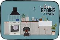 Vista 358 de Caroline's Treasures CK7824DDM - Tapete absorbente para secado de platos con diseño de bulldog inglés, rojo y blanco, para encimera de cocina, 14 x