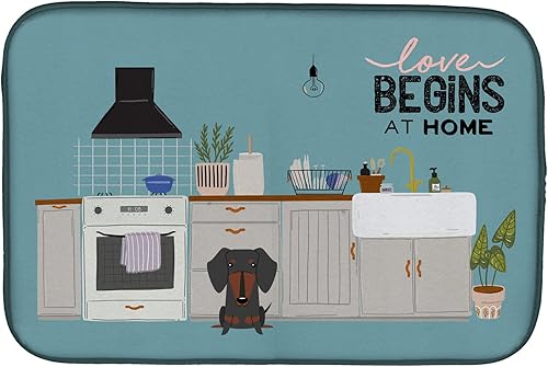 Miniatura 358 de Caroline's Treasures CK7824DDM - Tapete absorbente para secado de platos con diseño de bulldog inglés, rojo y blanco, para encimera de cocina, 14 x